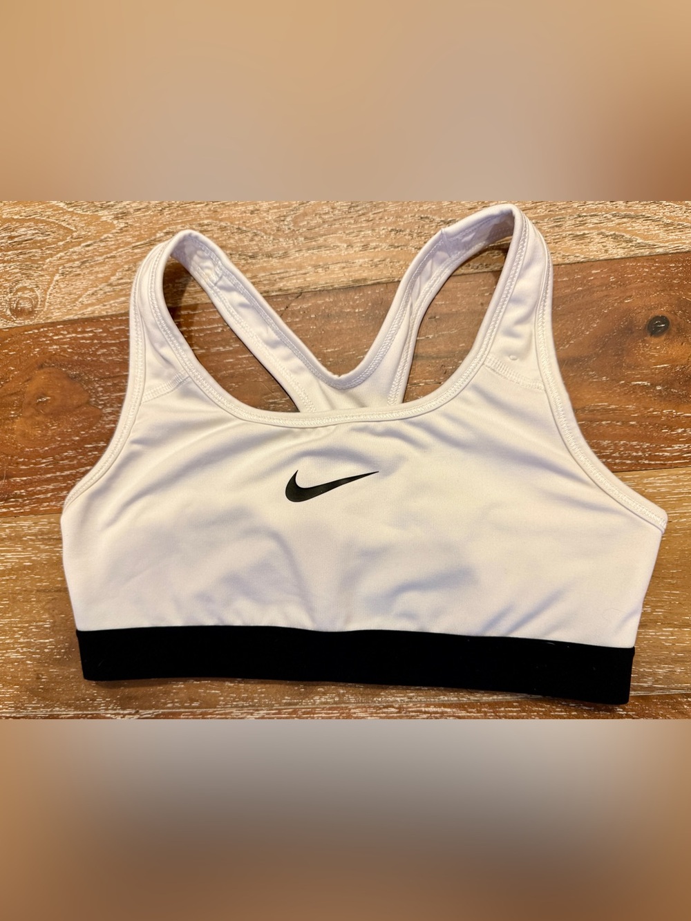Nike Dri-Fit White and Black Athletic Sports Bra Tank - Girl’s Large